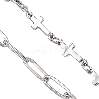 304 Stainless Steel Paperclip Chain and Cross Link Chain Bracelet Making AJEW-JB01642-1