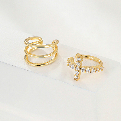 Real 18K Gold Plated Brass Cuff Earrings GM4836-1-1