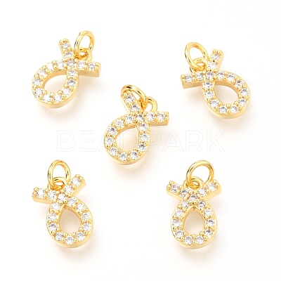 Brass Micro Pave Clear Cubic Zirconia Charms ZIRC-O036-30G-E-1