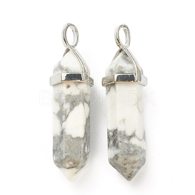 Natural Howlite Pointed Pendants G-M378-01P-A38-1