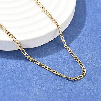 Ion Plating(IP) 304 Stainless Steel Figaro Chain Necklaces STAS-K168-01G-1