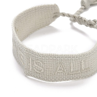 Word Love Is All Polycotton(Polyester Cotton) Braided Bracelet with Tassel Charm LS-BJEW-F429-05-1