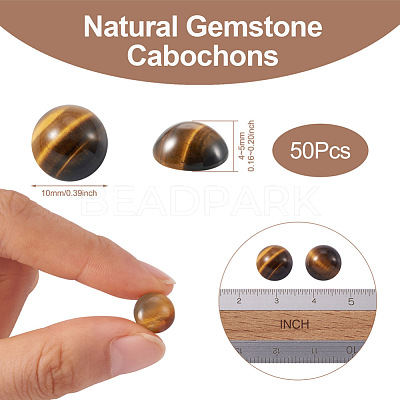 Natural Tiger Eye Cabochons G-R416-10mm-35-1