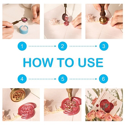 DIY Letter Scrapbook Brass Wax Seal Stamps and Wood Handle AJEW-P068-B06-1