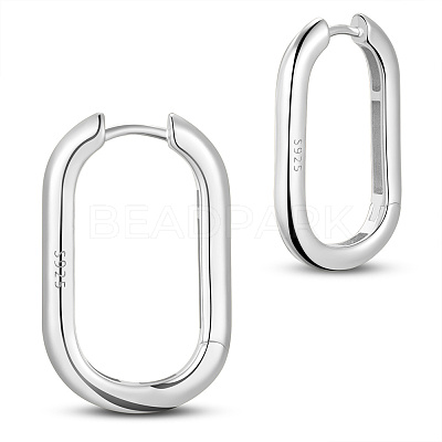 Rhodium Plated 925 Sterling Silver Hoop Earrings JE834A-02-1