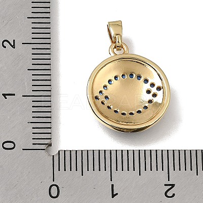 Brass Micro Pave Cubic Zirconia with Blue Enamel Pendants CU-CBAA556-09B-1