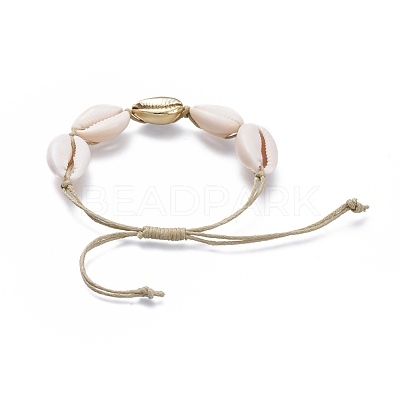 Adjustable Waxed Cotton Cord Braided Bead Bracelets BJEW-JB05121-02-1