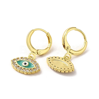 Evil Eye Golden Brass Dangle Leverback Earrings EJEW-Q797-01B-G-1