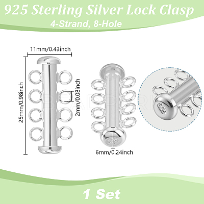 1 Set Sterling Silver Slide Lock Clasps STER-GA0001-42B-S-1