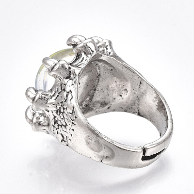 Adjustable Alloy Glass Finger Rings RJEW-T006-03D-1