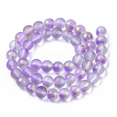 Frosted Spray Painted Glass Beads Strands GLAA-N035-03C-C05-1