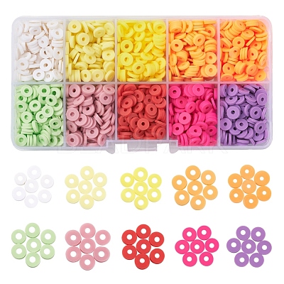 1500Pcs 10 Colors Light Colors Handmade Polymer Clay Beads CLAY-YW0001-37A-1