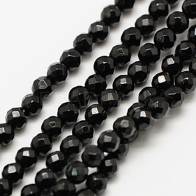 Natural Black Spinel Bead Strands X-G-A129-3mm-34-1