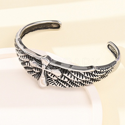 Retro 316 Surgical Stainless Steel Cuff Bangles BJEW-C142-12AS-1