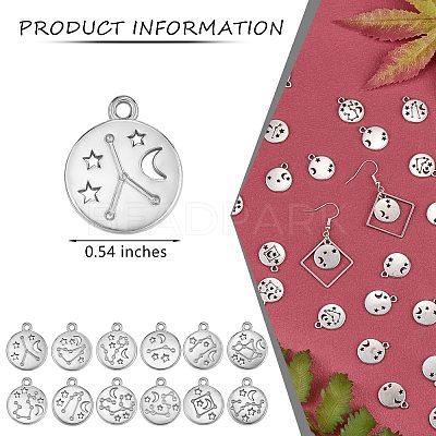 84 Pieces Zodiac Sign Charm Pendants 12 Constellation Charm Pendant Alloy Charm for Jewelry Necklace Earring Making Crafts JX557A-1