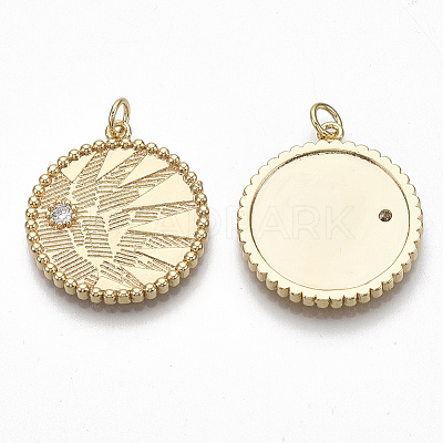 Brass Micro Pave Clear Cubic Zirconia Pendants KK-S356-008G-NF-1