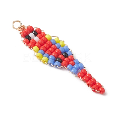 Glass Seed Beaded Pendants PALLOY-MZ01239-01-1