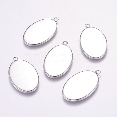 Tarnish Resistant 304 Stainless Steel Pendant Cabochon Settings STAS-E144-075P-1