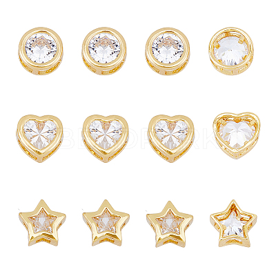 12Pcs 3 Style Brass Cubic Zirconia Multi-Strand Links KK-FH0005-09-1