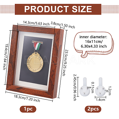 Rectangle Wood Medal Display Frame AJEW-WH0348-322A-1