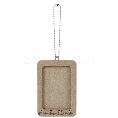 Rectangle with Word Drive Safely I Love You Wood Hanging Photo Frame HJEW-SP0001-19C-1