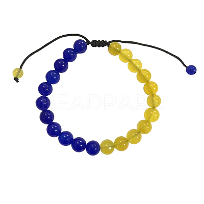 Round Natural Agate Braided Bead Bracelets GUQI-PW0001-092A-1
