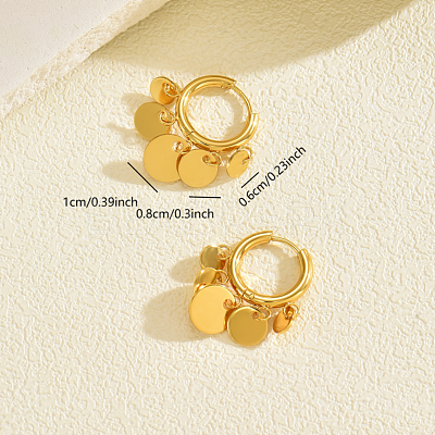 Stainless Steel Flat Round Chandelier Earrings X-JB5555-1