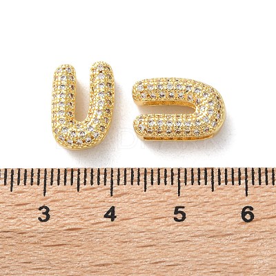 Rack Plating Brass Micro Pave Cubic Zirconia Slide Charms KK-C084-34G-U-1