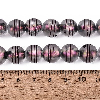 Frosted Handmade Foil Glass Beads Strands FOIL-Q002-02C-1