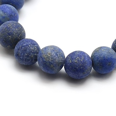 Natural Frosted Lapis Lazuli Round Bead Strands G-M064-6mm-08-1