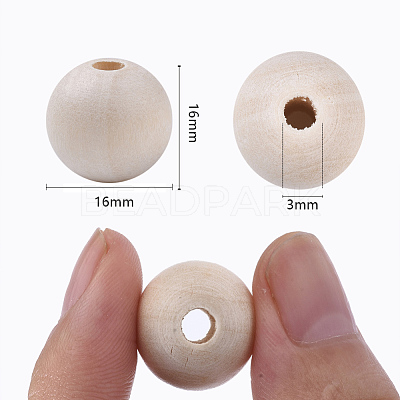 Unfinished Natural Wood Beads X-WOOD-S651-A16mm-LF-1
