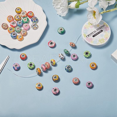 38Pcs 19 Colors Handmade Polymer Clay European Beads CLAY-SZ0001-51-1