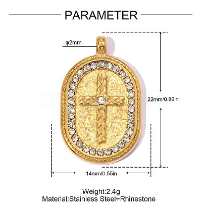 304 Stainless Steel with Crystal Rhinestone Pendants RB-OY001-16G-1