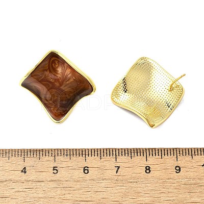 Brass Enamel Stud Earrings EJEW-B120-01G-02-1
