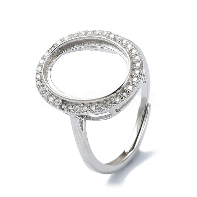 Adjustable 925 Sterling Silver Open Bezel Ring Settings STER-K179-15P-1