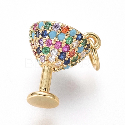 Brass Micro Pave Cubic Zirconia Charms ZIRC-I032-31G-1