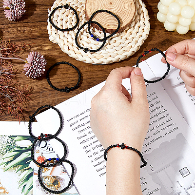 15Pcs 3 Colors Adjustable Polyester Braided Bead Bracelets BJEW-DC0001-11-1