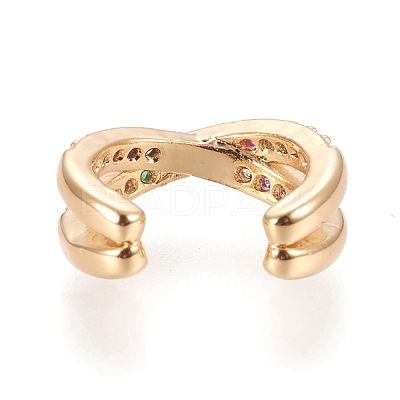 Brass Micro Pave Cubic Zirconia Cuff Earrings X-EJEW-M195-02G-1