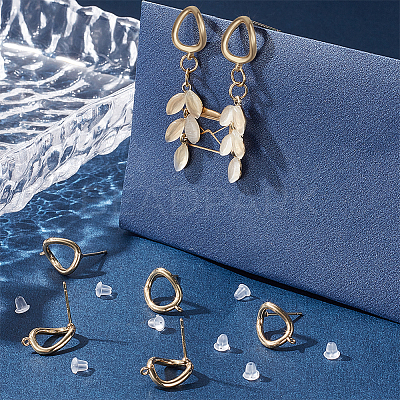 5 Pairs Brass Stud Earring Findings KK-BC0011-59-1