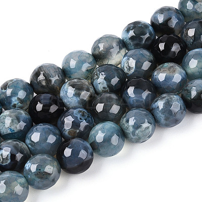 Dyed & Heated Natural Fire Crackle Agate Beads Strands G-N359-01B-03-1