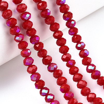 Electroplate Opaque Solid Color Glass Beads Strands EGLA-A044-P6mm-L02-1