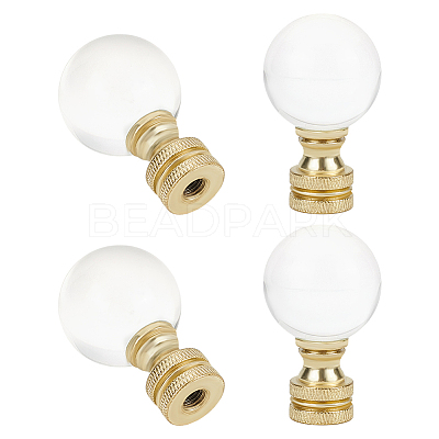 Glass Crystal Lamp Finials with Iron Finish Base FIND-WH0148-176C-1