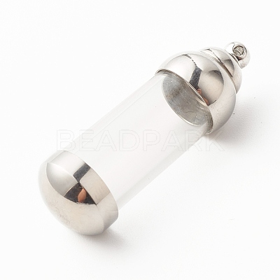 304 Stainless Steel Glass Bottle Pendants STAS-O160-03P-1