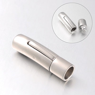 Tarnish Resistant Mixed Styles Glazed or Matte Column 304 Stainless Steel Bayonet Necklace Clasps STAS-N057-06-6mm-1