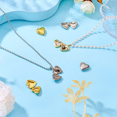 4Pcs 2 Colors Brass Locket Pendants KK-TA0001-66-1