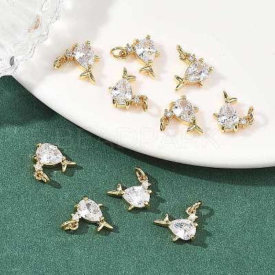 SHEGRACE Brass Micro Pave Clear Cubic Zirconia Charms XGRQ2O026-420G-1