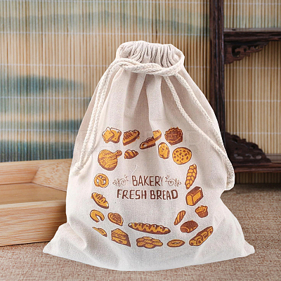 2Pcs Linen Bread Print Pouches AJEW-CP0003-81B-1
