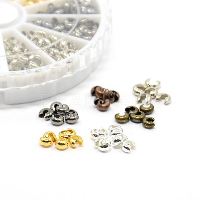1 Box 6 Colors Iron Crimp Beads Covers IFIN-X0020-NR-B-1