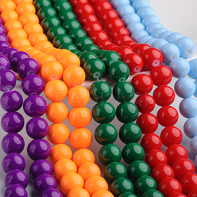 Painted Glass Bead Strands DGLA-S071-6mm-M-1