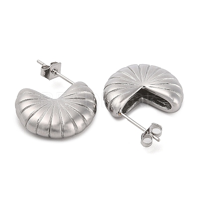 Non-Tarnish Flower Shape 304 Stainless Steel Stud Earrings EJEW-K259-01P-1
